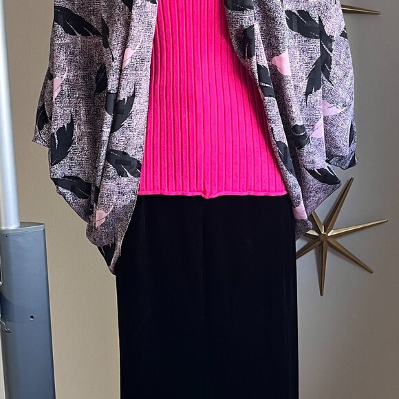 Vintage Black and Pink leaf Cocoon Cardigan - Picture 9 of 10